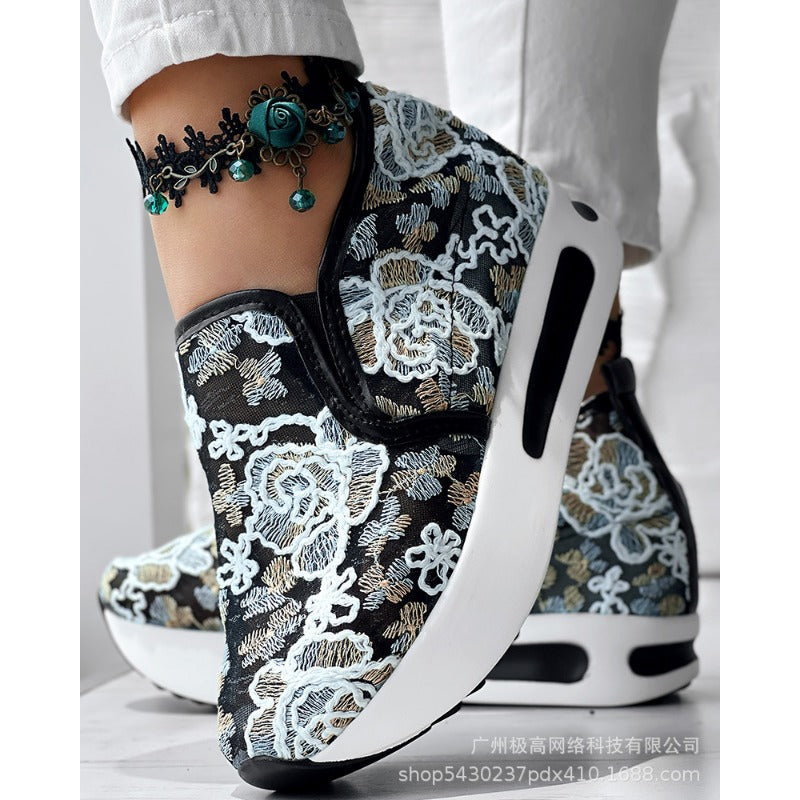 Wholesale Women's New Fashion All-match Colorful Rose Sneakers