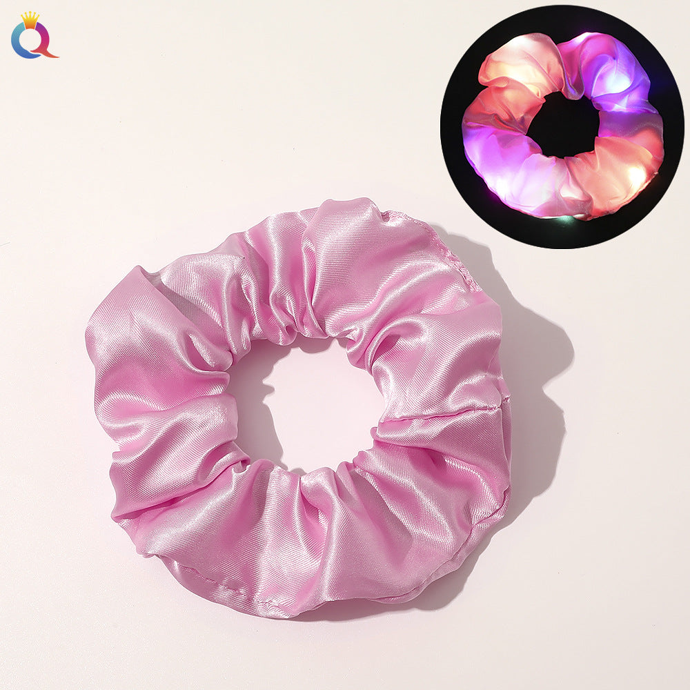 Wholesale LED large intestine hair ring shiny satin light-emitting hair rope