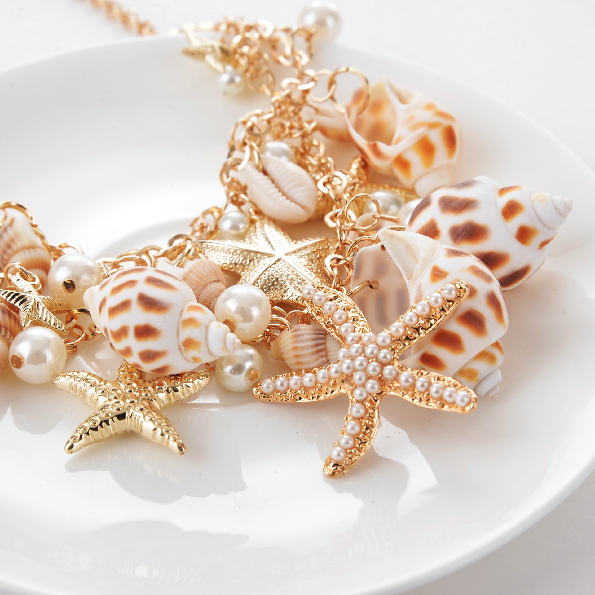 Wholesale Beach Style Starfish Alloy Necklace