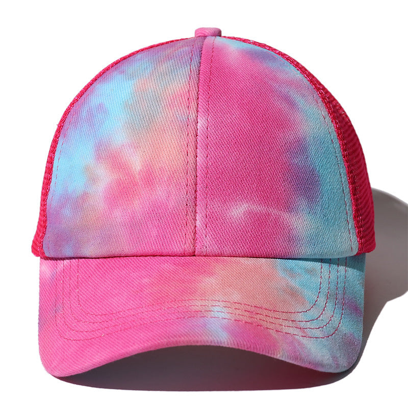 Wholesale Tie Dye Loop Cross Starry Pattern Ponytail Baseball Cap