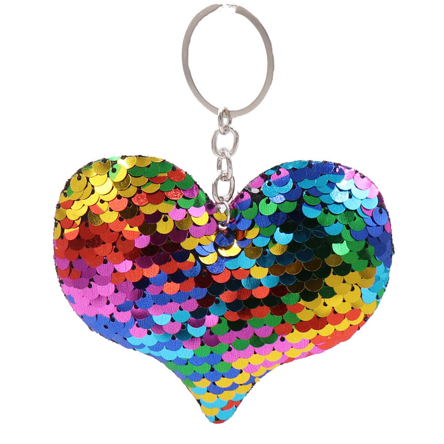Wholesale Double Sided Reflective Sequin Love Keychain
