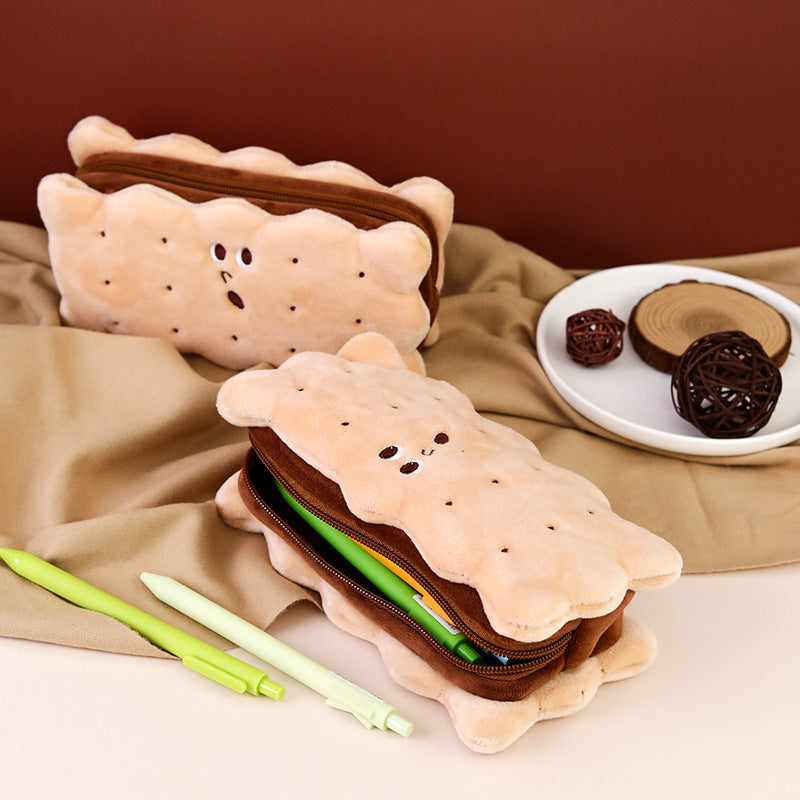 Wholesale Sandwich Biscuit Plush Pencil Bag