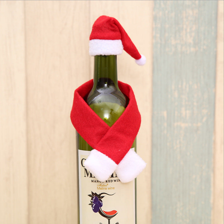 Wholesale Christmas Non-woven Scarf Hat Wine Bottle Decoration