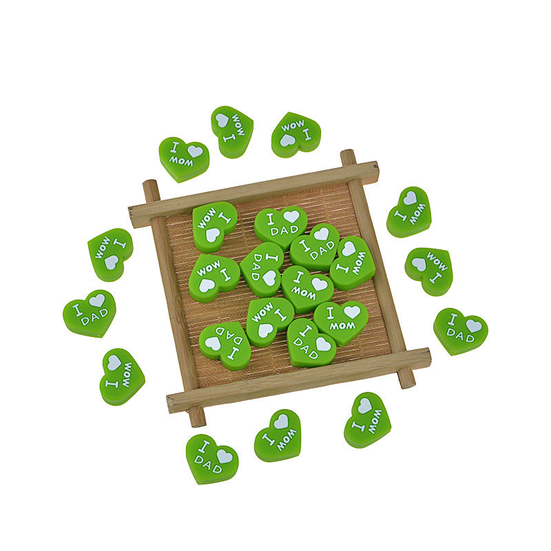 Al por mayor 20pcs bebé dentición amor corazón silicona cuentas de silicona