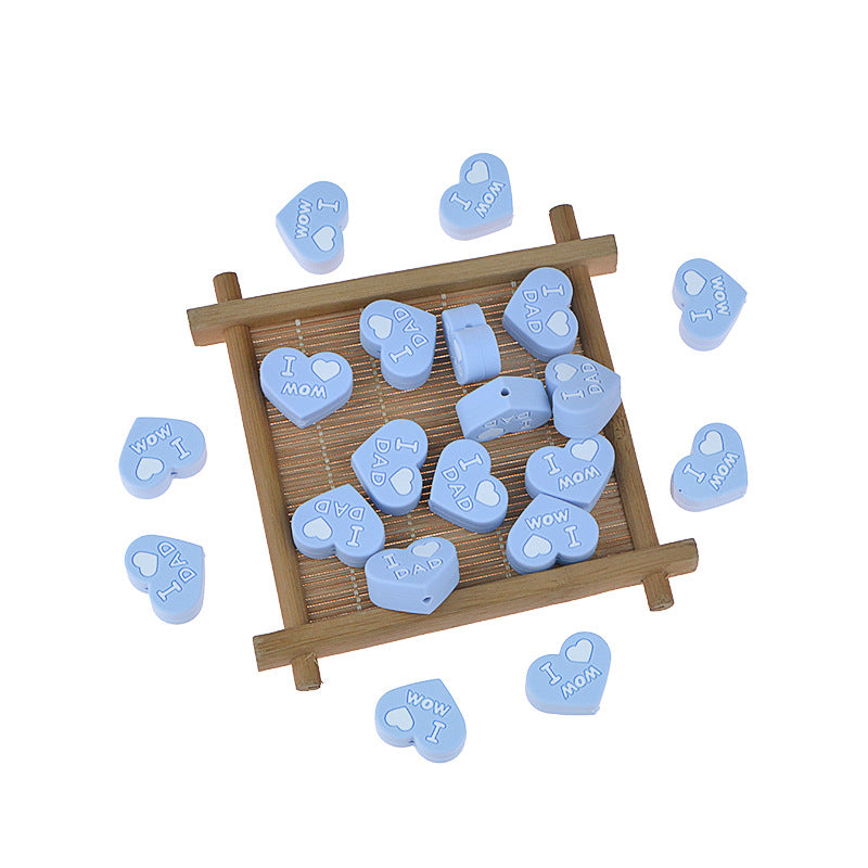 Al por mayor 20pcs bebé dentición amor corazón silicona cuentas de silicona