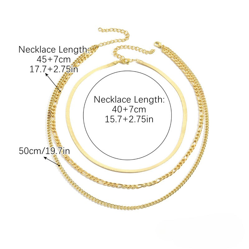 Wholesale Simple Flat Snake Chain Snake Bone Versatile Multi Layered Metal Necklaces