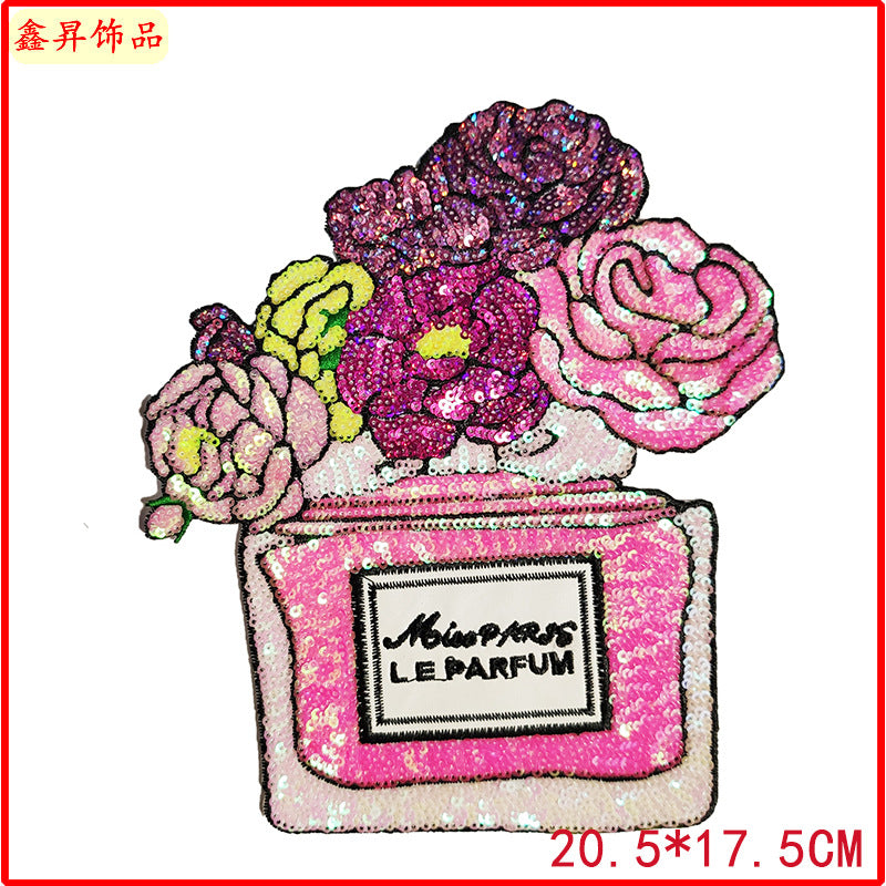 Wholesale  13pcs  Sequin embroidery clothing accessories cactus flower clothing accessories sequin embroidery towel embroidery cloth patch