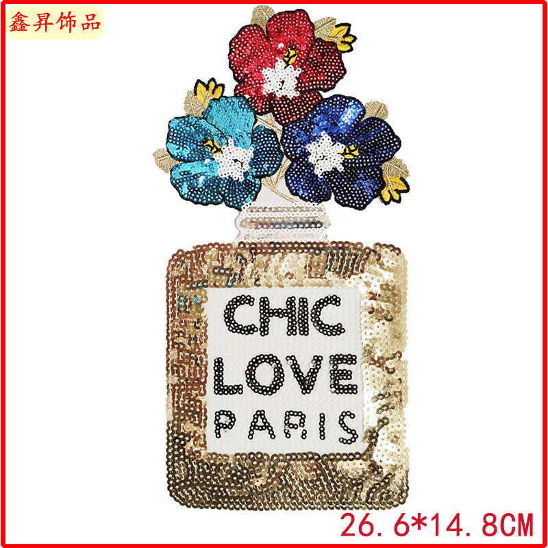 Wholesale  13pcs  Sequin embroidery clothing accessories cactus flower clothing accessories sequin embroidery towel embroidery cloth patch