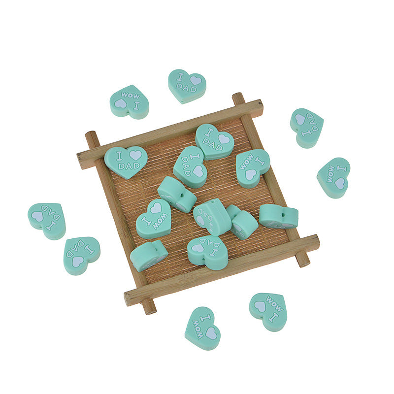 Al por mayor 20pcs bebé dentición amor corazón silicona cuentas de silicona