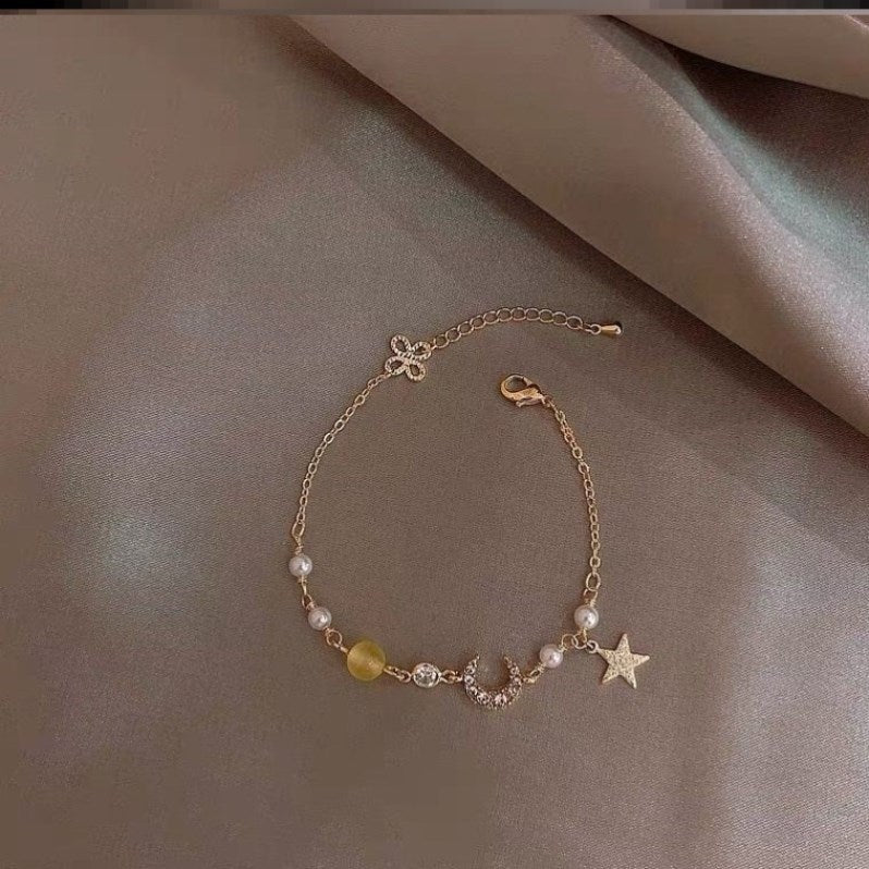 Wholesale Fantasy Color Stone Flash Diamond Star Moon Bracelet