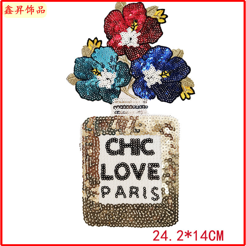 Wholesale  13pcs  Sequin embroidery clothing accessories cactus flower clothing accessories sequin embroidery towel embroidery cloth patch