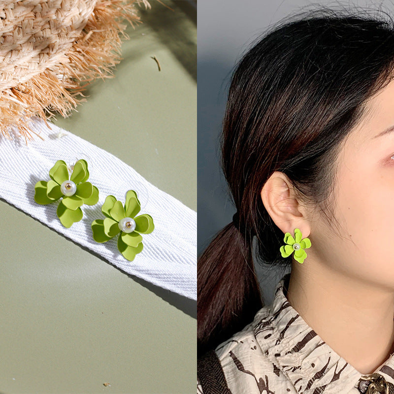 Wholesale Avocado Color Flowers Earrings