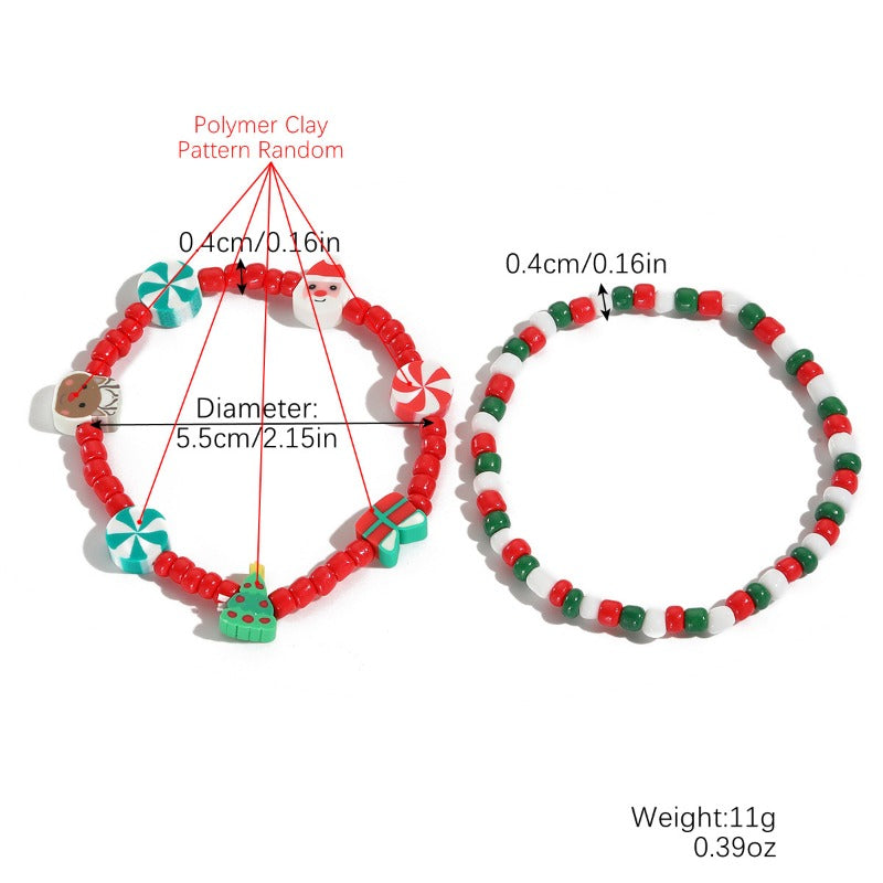Wholesale Christmas Clay Crystal Pearl Bracelet