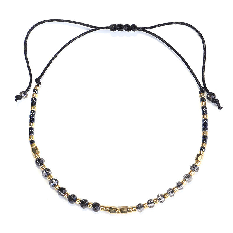 Wholesale Simple Fashion Rice Beads Hand-woven Gold Beads Stone Bracelet