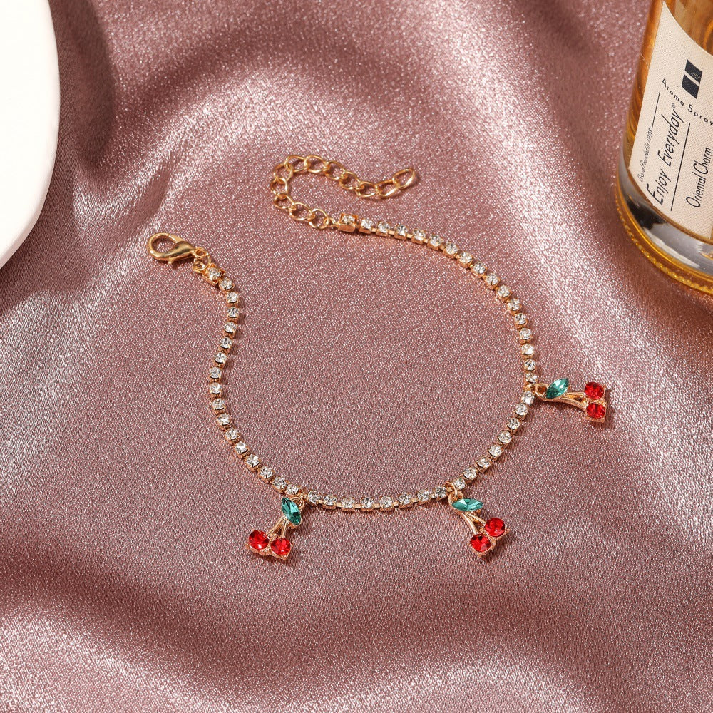 Wholesale Rhinestone Cherry Anklet
