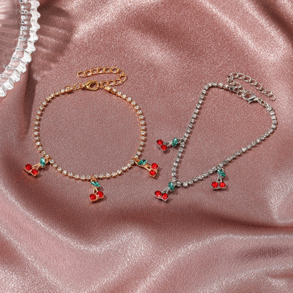 Wholesale Rhinestone Cherry Anklet