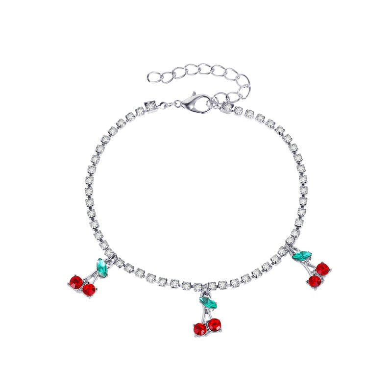 Wholesale Rhinestone Cherry Anklet