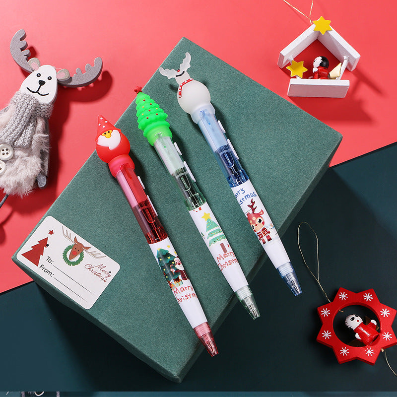 Wholesale Cartoon Christmas Tree LED Light Plastic Ballpoint Pen