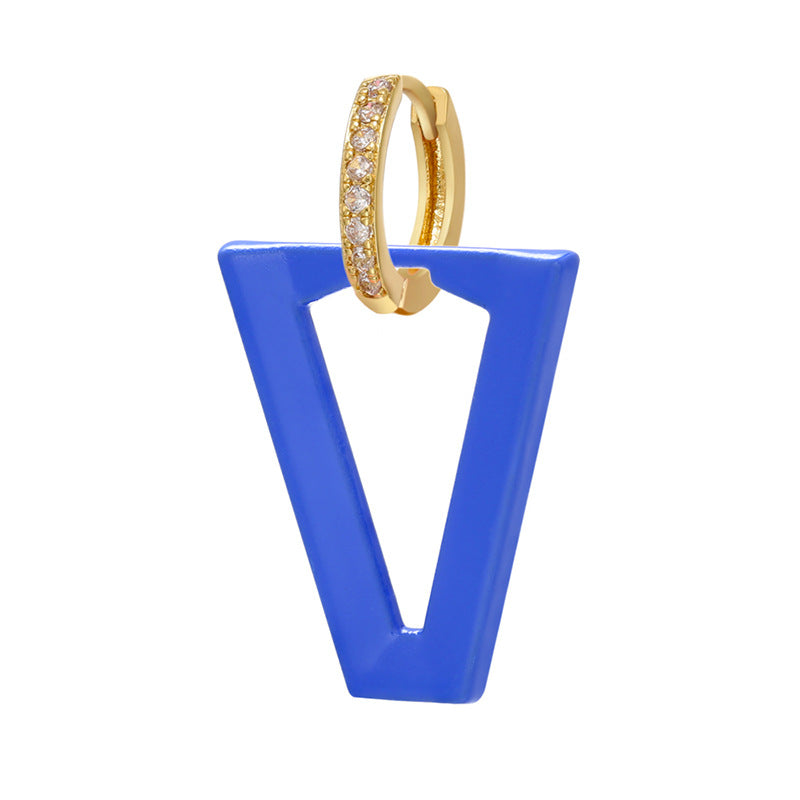 Wholesale Inverted Triangle Fluorescent Brass Earrings