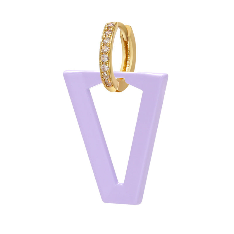 Wholesale Inverted Triangle Fluorescent Brass Earrings