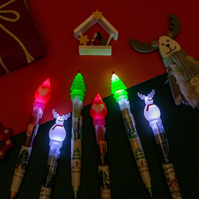 Wholesale Cartoon Christmas Tree LED Light Plastic Ballpoint Pen