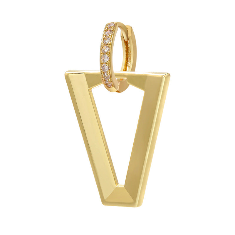 Wholesale Inverted Triangle Fluorescent Brass Earrings