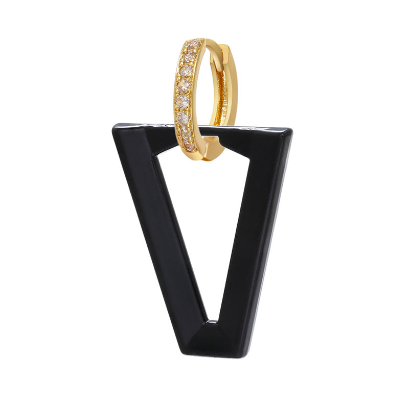 Wholesale Inverted Triangle Fluorescent Brass Earrings