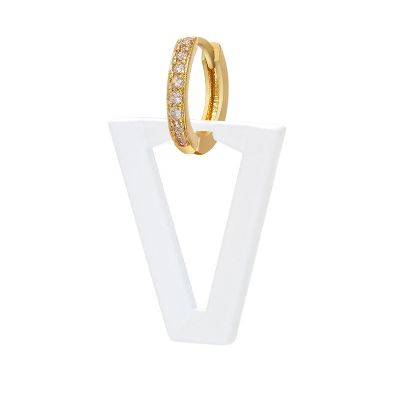 Wholesale Inverted Triangle Fluorescent Brass Earrings