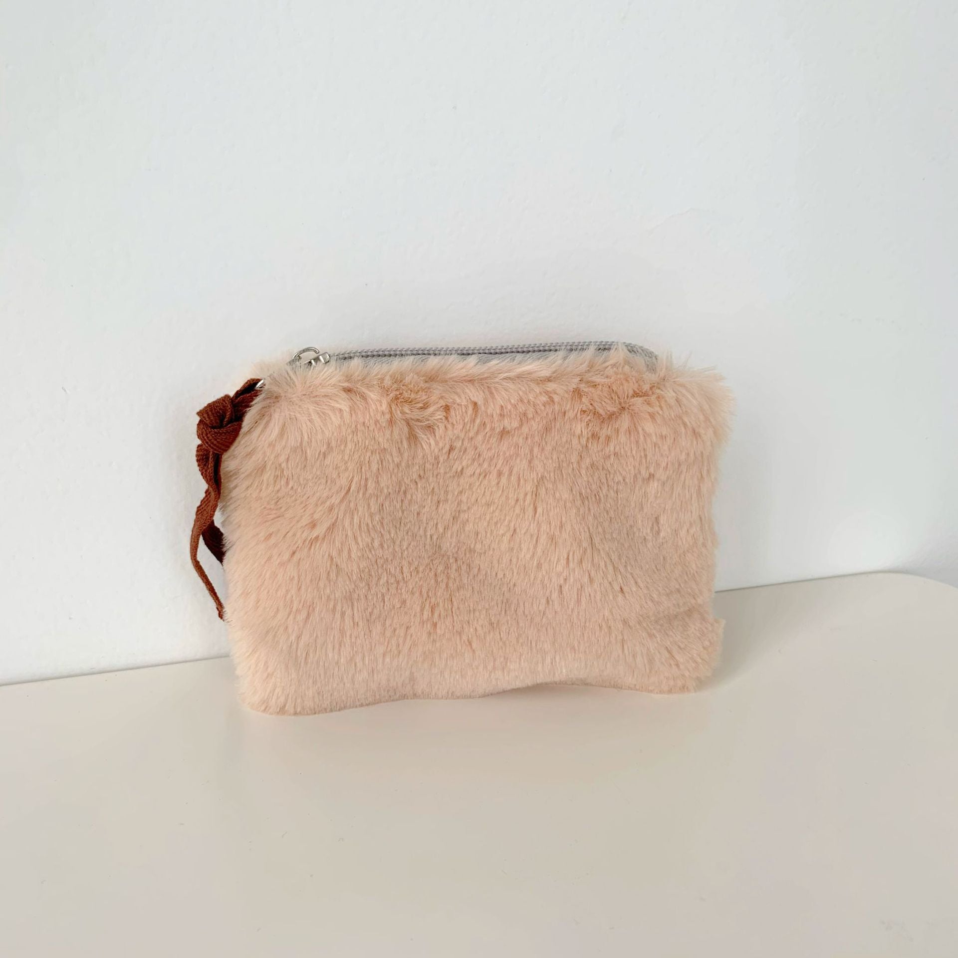 Wholesale Plush Contrast Color Mini Cosmetic Bag Coin Purse