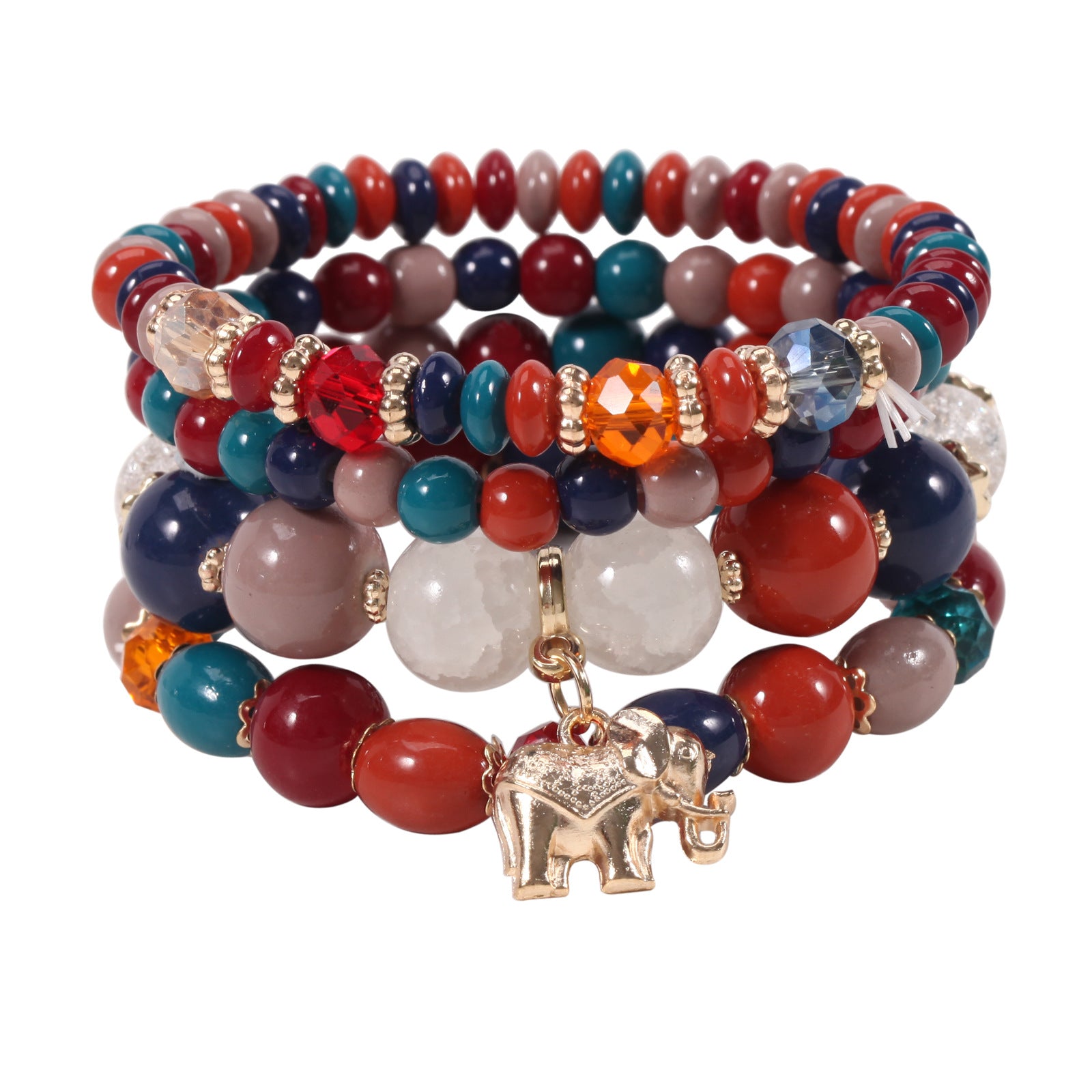 Wholesale Bohemian Elephant Pendant Beaded Bracelet