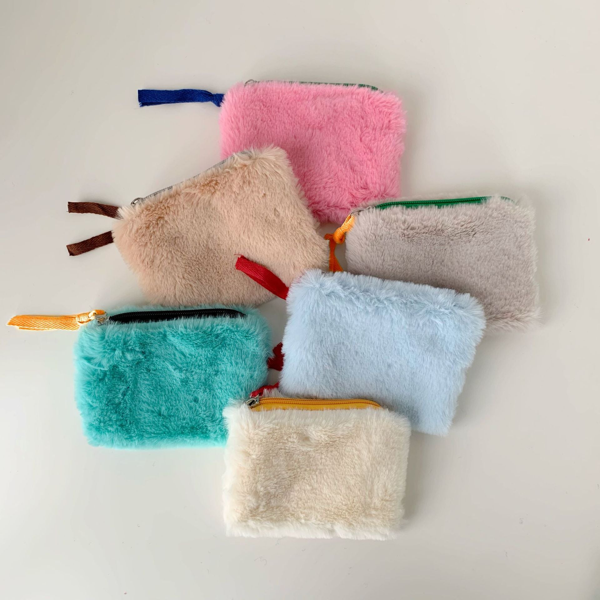 Wholesale Plush Contrast Color Mini Cosmetic Bag Coin Purse