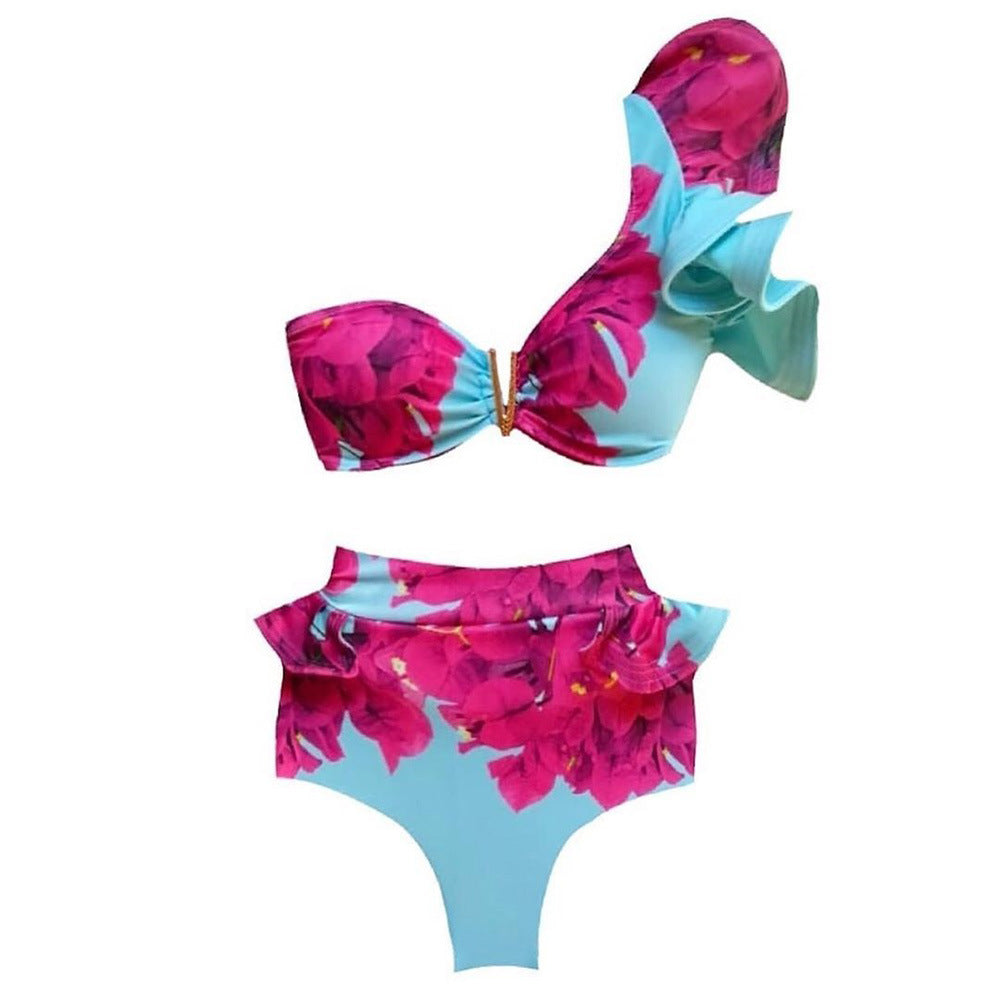 Wholesale Split Ruffle Polyester Swimwear