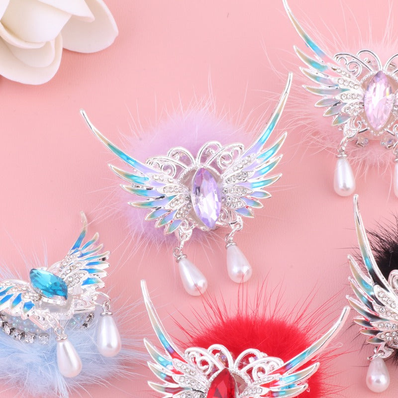 Wholesale 3pcs 3d Hair Ball Butterfly Pearl Pendant  The Straight Hole DIY Beads