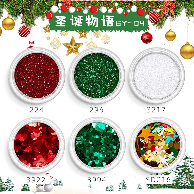 Wholesale Christmas Nail Art Sequins Accessories Snowflake Christmas Tree Sequins Glitter Body Glitter Powder Nail Decoration