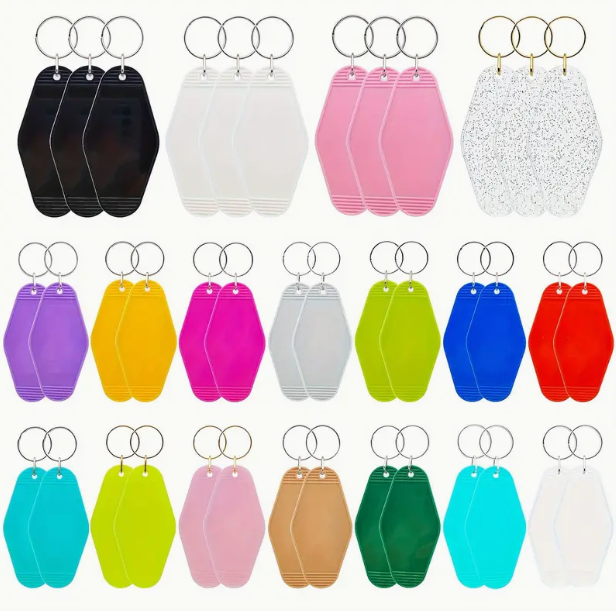 Wholesale Blank Unfinished Acrylic Name Motel Keychain Luggage Pendant