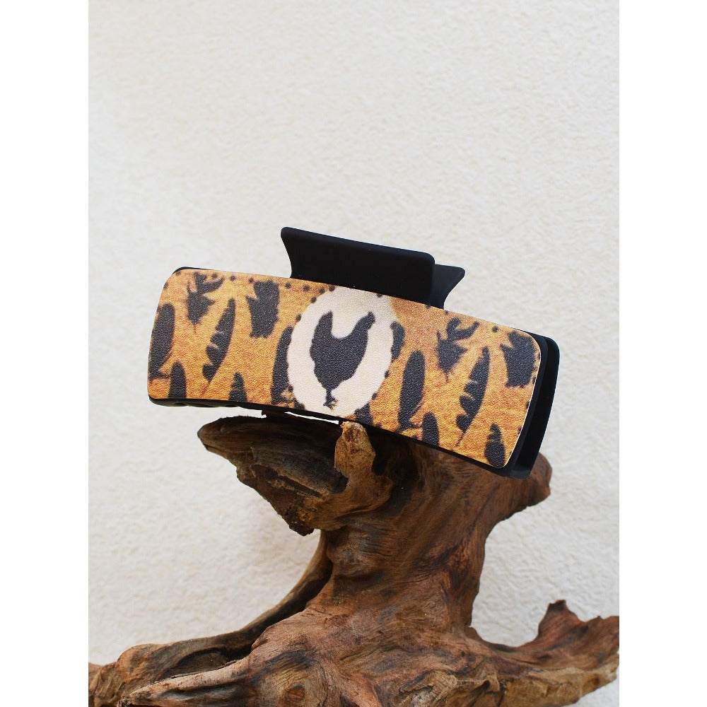 Wholesale Western Style Retro Leopard Print Cross Cow Print Plastic Hair Clip Shark Clip