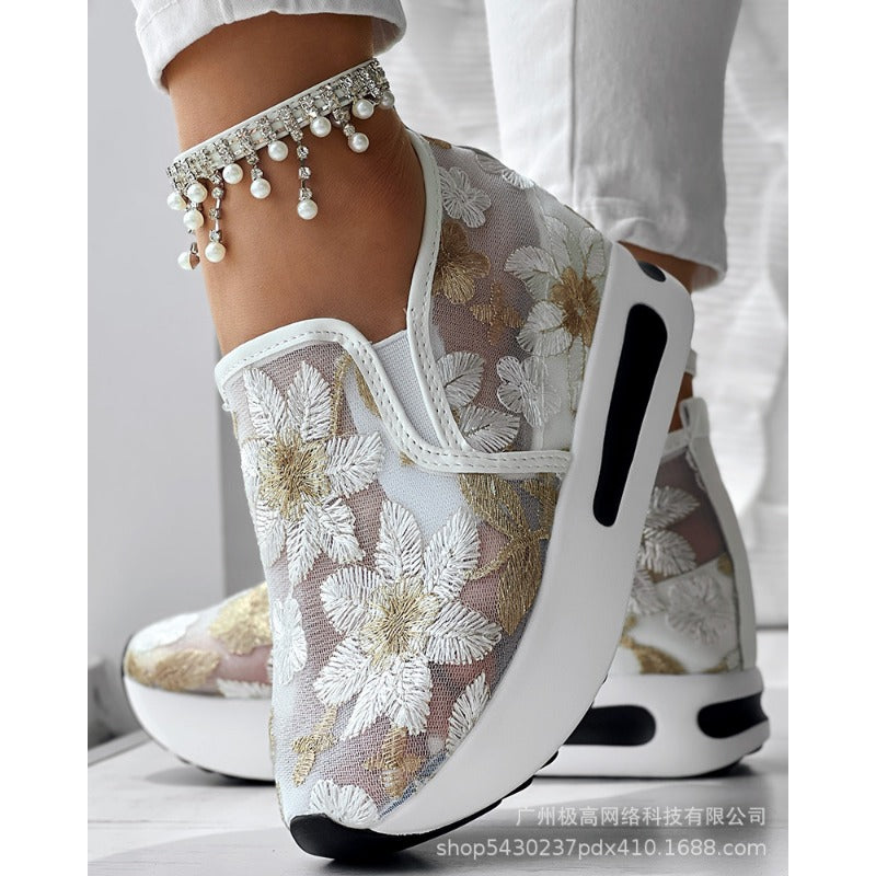 Wholesale Women's New Fashion All-match Colorful Rose Sneakers