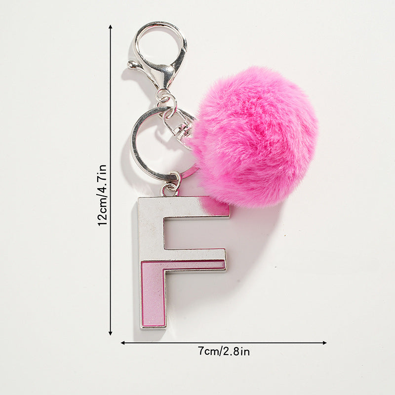 Wholesale Pink Ball Letter Metal Keychain
