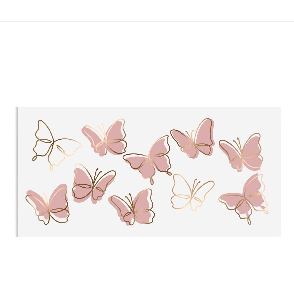 Wholesale 5pcs Butterfly Flower Print UV DTF Transfer Crystal Cup Sticker