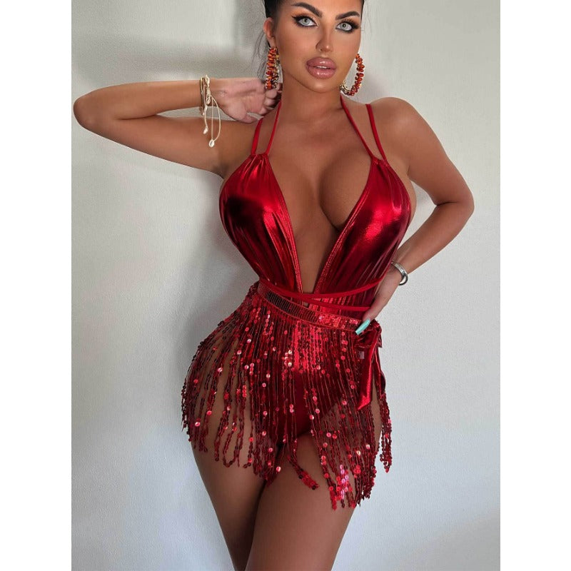 Wholesale Sexy Deep V Performance Costume One-piece Swimsuit