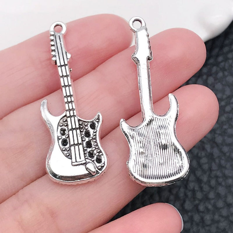 Wholesale Antique Silver Violin Guitar Saxophone Instrument Notes Creative DIY Necklace Bracelet Pendant