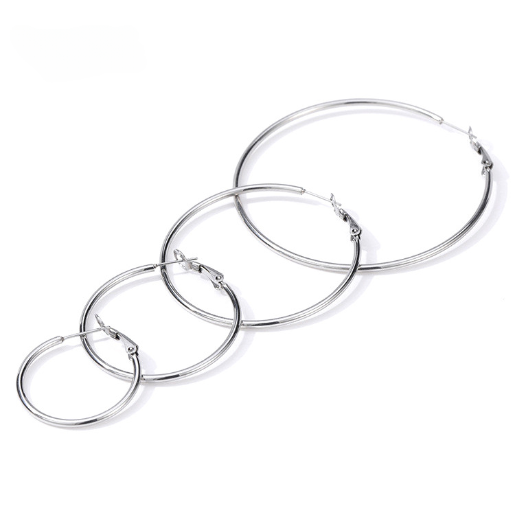 Wholesale Metal Large Circle Titanium Steel Earrings
