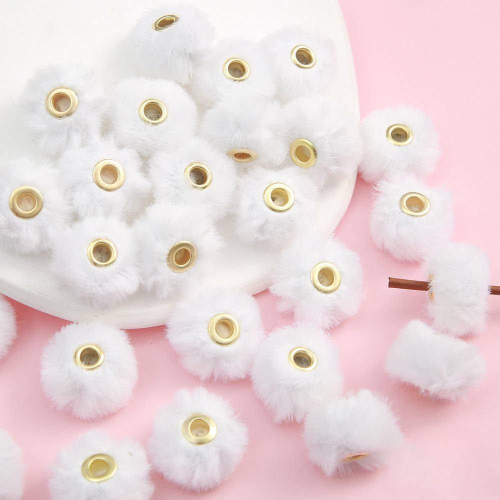 Wholesale 100PCS 2CM perforated hair ball straight hole beading handmade diy accessories