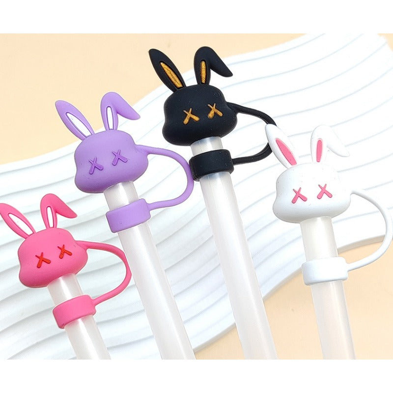 Wholesale 10pcs Cartoon Straw Cap Bunny Straw Silicone Dust Plug