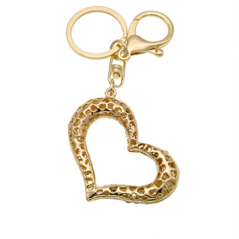 Wholesale Valentine's Day Heart Hollow Diamond Keychain