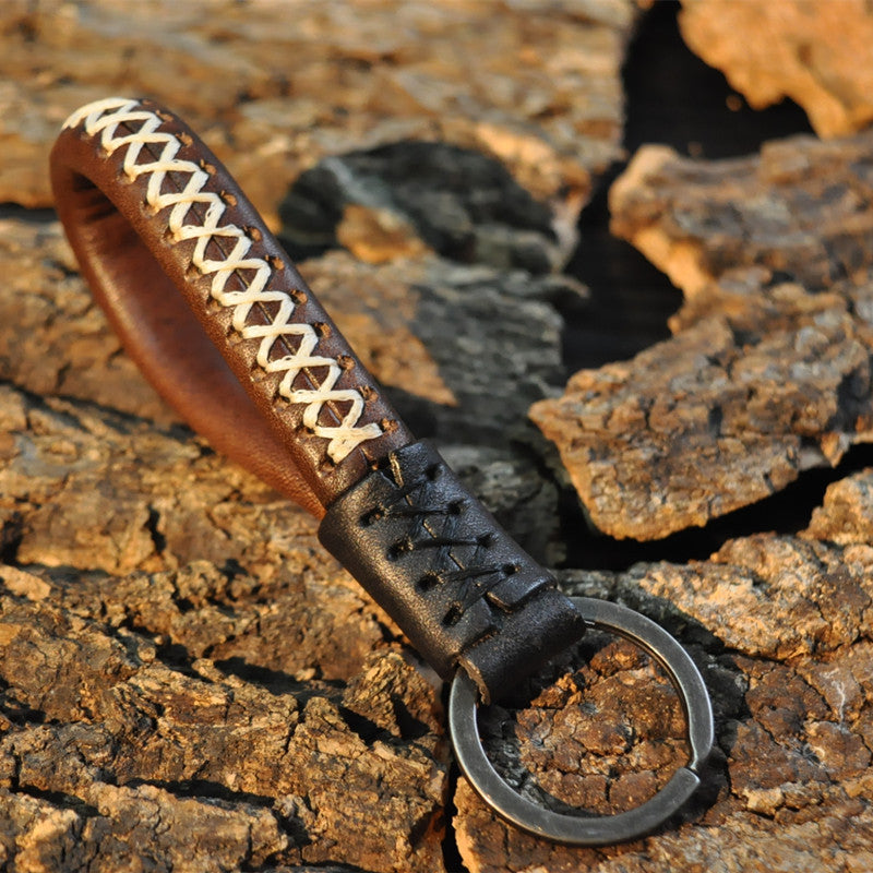 Wholesale Creative Cowhide Sewing and Woven Keychains