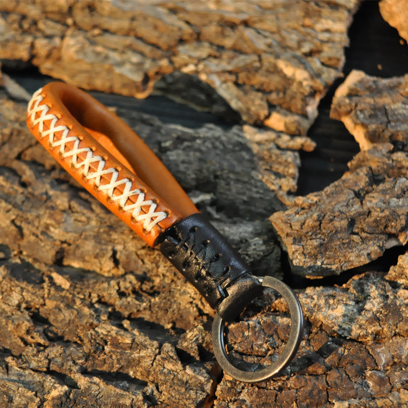 Wholesale Creative Cowhide Sewing and Woven Keychains