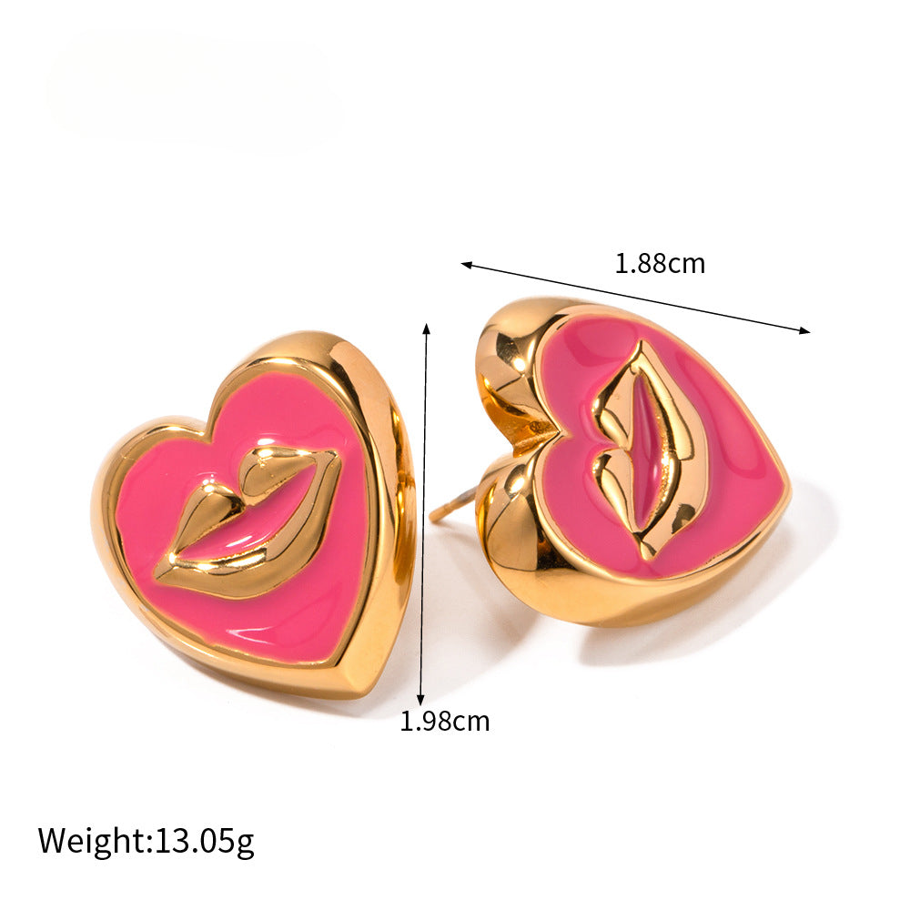 Wholesale Vintage Geometric Metal Lip Pattern Necklace and Earrings Set