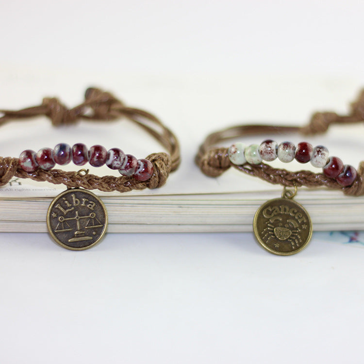 Wholesale Twelve Constellation Mori Woven Ceramic Bracelet