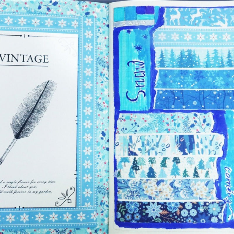 Wholesale Winter Edition and Paper Tape DIY Cold Tone Handheld Decoration Sticker Set